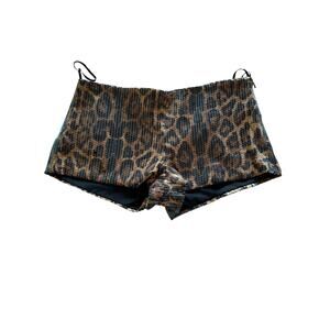 Edikted Sequin Leopard Print Micro Shorts Sparkly Animal Print Hotpants L